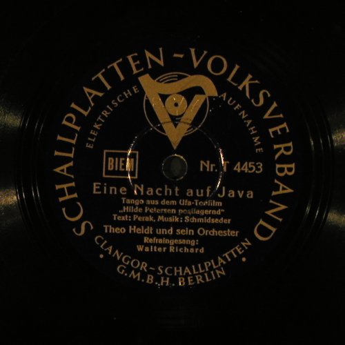 Heldt,Theo und sein Orch.: Eine Nacht auf Java-Walter Richard, Schallplatten-Volksverb.(T 4453), NoCover,  - 25cm - N77 - 3,00 Euro