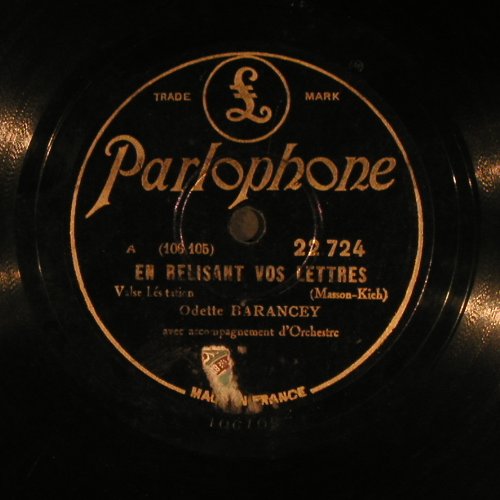 Barancey,Odette: En Relisant vos Lettres, Parlophone (22 724), F Typ: 25cm Best.-Nr.: N109 Preis: 5,00 Euro