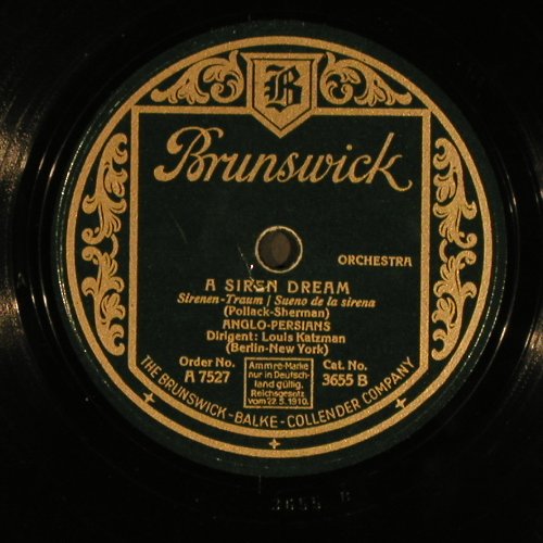 Anglo-Persians - dir.Louis Katzman: Dancing Tambourine/A Siren Dream, Brunswick-Balke(3655), D, 1927 - 25cm - N124 - 6,00 Euro