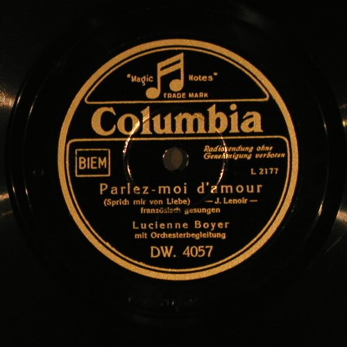 Boyer,Lucienne: Dans la fumée/Parlez-moi d'amour, Columbia(DW 4057), D,vg+,  - 25cm - N189 - 5,00 Euro