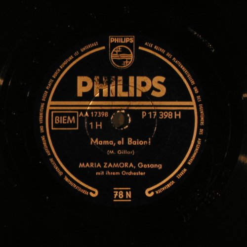 Zamora,Maria: Mama,el Baion! / Camarero, Philips (P17 398), D Typ: 25cm Best.-Nr.: N202 Preis: 6,00 Euro