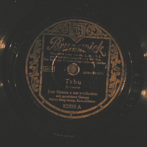 Llossas,Juan   y sus muchachos: Tabu b/w in bad cond.not playable, Brunswick (82353), D, 1948 Typ: 25cm Best.-Nr.: N213 Preis: 3,00 Euro