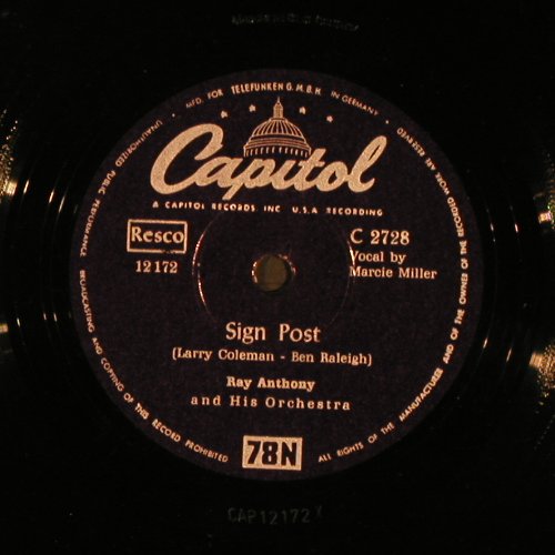 Anthony,Ray  and his Orch.: Sign Post / Air Express, Capitol (C 2728), D, VG+ Typ: 25cm Best.-Nr.: N248 Preis: 4,00 Euro