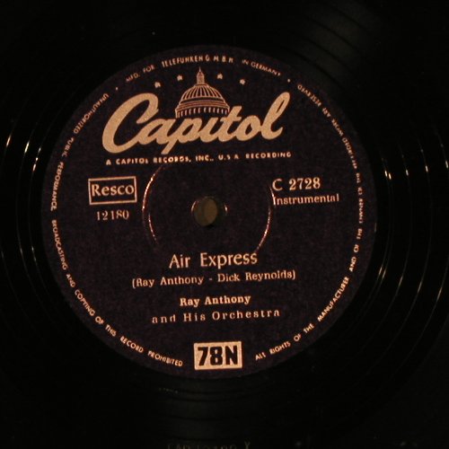 Anthony,Ray  and his Orch.: Sign Post / Air Express, Capitol(C 2728), D, VG+,  - 25cm - N248 - 4,00 Euro
