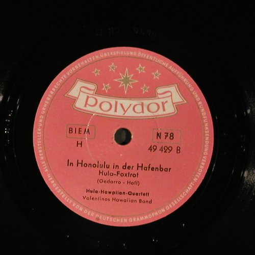 Hula Hawaiian Quartett: Am weißen Strand von Soerabaya, Polydor(49 429), D, 1954 - 25cm - N252 - 5,00 Euro