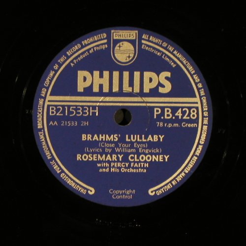 Clooney,Rosemary: Where Will The Dimple Be?, Philips (P.B.428), UK Typ: 25cm Best.-Nr.: N260 Preis: 7,50 Euro