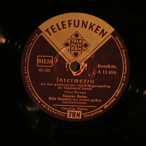Sanders,Bela  mit s.gr.Streichorch.: Poème / Intermazzo, Telefunken (A 11 484), D, vg+ Typ: 25cm Best.-Nr.: N264 Preis: 4,00 Euro