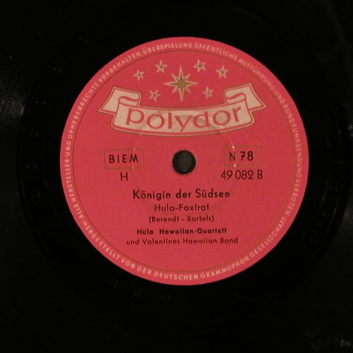 Hula Hawaiian Quartett: Vaya Con Dios, vg+, Polydor (49 082), D, 1953 Typ: 25cm Best.-Nr.: N26 Preis: 3,00 Euro