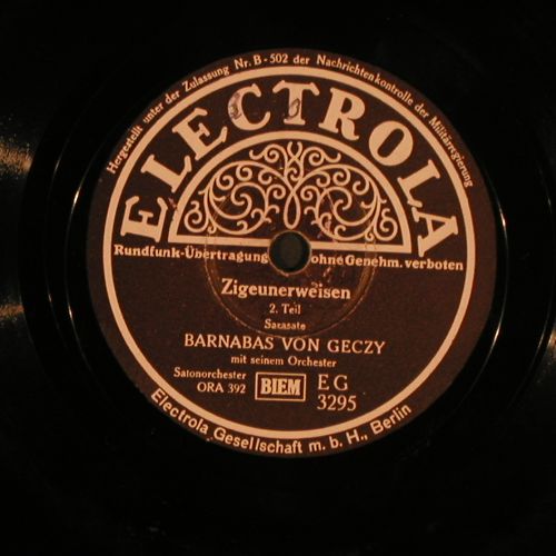 von Geczy,Barnabas: Zigeunerweisen 1-2,(Sarasaste), Electrola (EG 3295), D Typ: 25cm Best.-Nr.: N295 Preis: 5,00 Euro