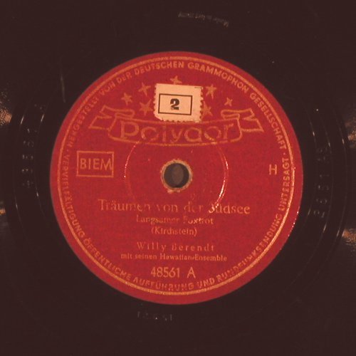 Berendt,Willy  - Hawaiian-Ens.: Träumen von der Südsee, Polydor (48 561), D, vg+, 1951 Typ: 25cm Best.-Nr.: N317 Preis: 4,00 Euro