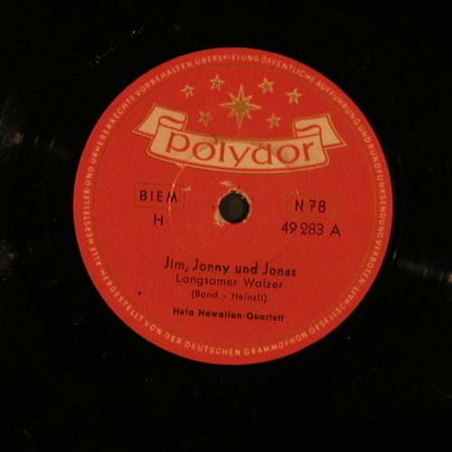 Hula Hawaiian Quartett: Jim,Jonny und Jonas, vg+/ NoCover, Polydor(49 283), D, 1954 - 25cm - N36 - 3,00 Euro