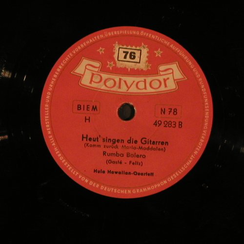 Hula Hawaiian Quartett: Jim,Jonny und Jonas, vg+/ NoCover, Polydor (49 283), D, 1954 Typ: 25cm Best.-Nr.: N36 Preis: 3,00 Euro
