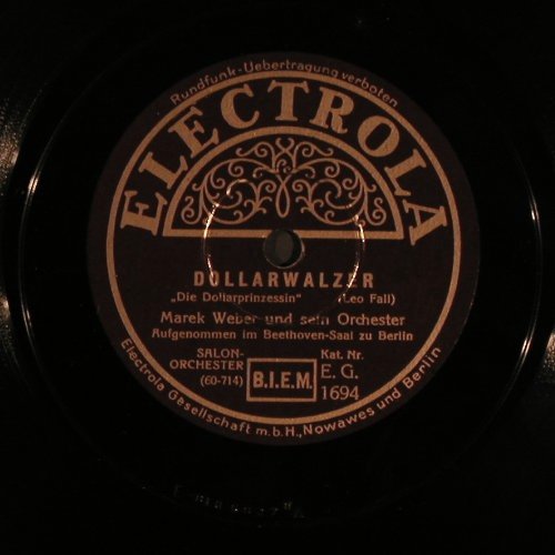Weber,Marek- s.Orchester: Dollarwalzer, Electrola(EG 1694), D,  - 25cm - N373 - 5,00 Euro