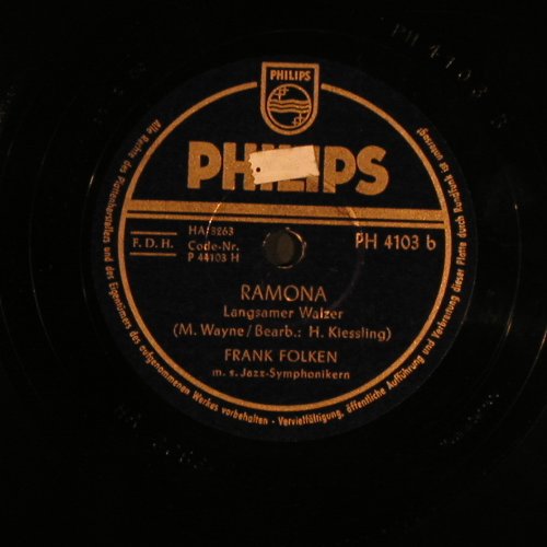 Folken,Frank: Serenade in Mondschein(Gl.Miller), Philips (PH 4103), D, 1951 Typ: 25cm Best.-Nr.: N386 Preis: 10,00 Euro