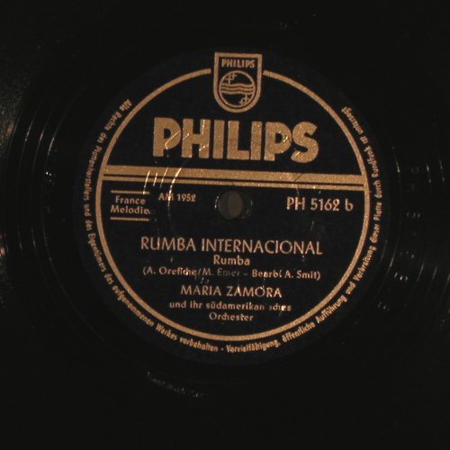 Zamora,Maria: La Raspita / Rumba International, Philips (PH 5162), D, 1952 Typ: 25cm Best.-Nr.: N399 Preis: 6,00 Euro