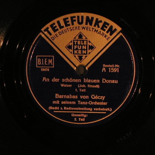 von Geczy,Barnabas: An der schönen blauen Donau, Telefunken(A 1591), D,  - 25cm - N424 - 5,00 Euro