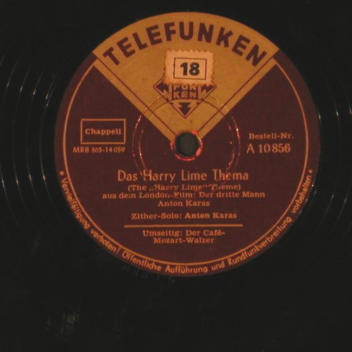 Karas,Anton: Das Harry Lime Thema, Telefunken (A 10 856), D Typ: 25cm Best.-Nr.: N448 Preis: 4,00 Euro