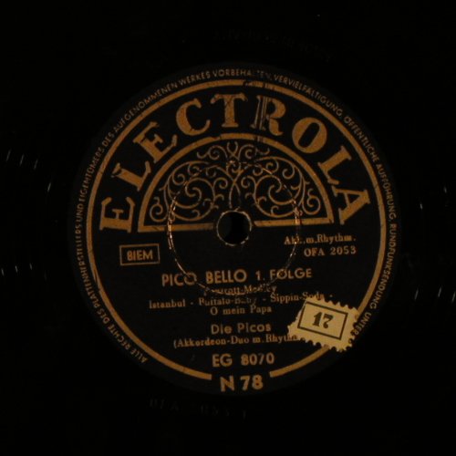 Picos: Pico Bello 1.&2.Folge,Akkordeon-Duo, Electrola (EG 8070), D Typ: 25cm Best.-Nr.: N58 Preis: 5,00 Euro