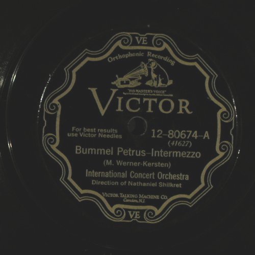 International Concert Orchestra: Bummer Petrus-Intermezzo, Victor (12-80674), vg+NoCover Typ: 25cm Best.-Nr.: N62 Preis: 4,00 Euro