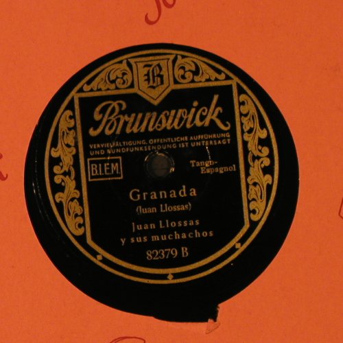 Llossas,Juan  y sus Muchachos: Granada / Tango Bolero, vg+, Brunswick (82379), D, 1949 Typ: 25cm Best.-Nr.: N63 Preis: 7,50 Euro