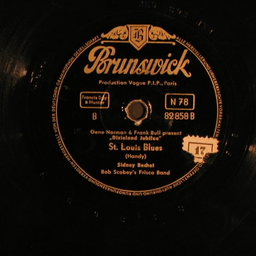 Bechet,Sidney  Bob Scabey's FriscoB: Muskrat Ramble/St.Louis Blues, Brunswick(82 358), D, vg+/vg+,  - 25cm - N472 - 6,00 Euro
