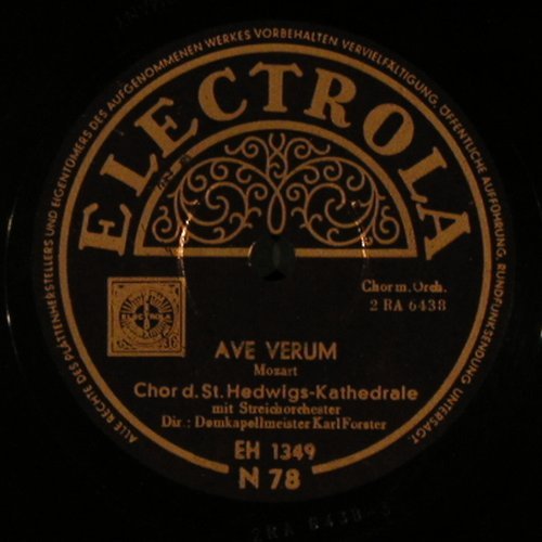 Mozart,Wolfgang Amadeus: Ave Verum / Laudate Dominum, Electrola (EH 1349), D Typ: 30cm Best.-Nr.: N11 Preis: 5,00 Euro
