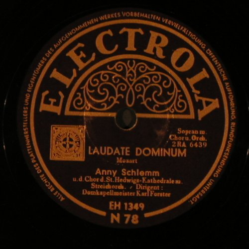 Mozart,Wolfgang Amadeus: Ave Verum / Laudate Dominum, Electrola (EH 1349), D Typ: 30cm Best.-Nr.: N11 Preis: 5,00 Euro