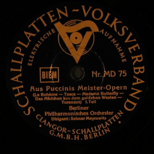 Puccini, Giacomo: Aus P. Meister-Opern, Schallplatten-Volksverb.(MD 75), D,  - 30cm - N13 - 4,00 Euro