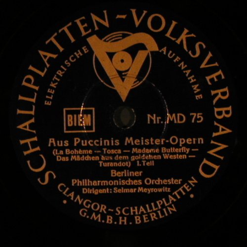 Puccini, Giacomo: Aus P. Meister-Opern, Schallplatten-Volksverb. (MD 75), D Typ: 30cm Best.-Nr.: N13 Preis: 4,00 Euro
