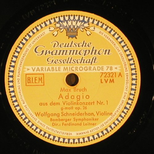 Bruch,Max / Beethoven: Adagio violin Nr.1 / Adagio Nr.14, D.Gr. (72321), D,vg+, 1952 Typ: 30cm Best.-Nr.: N158 Preis: 4,00 Euro