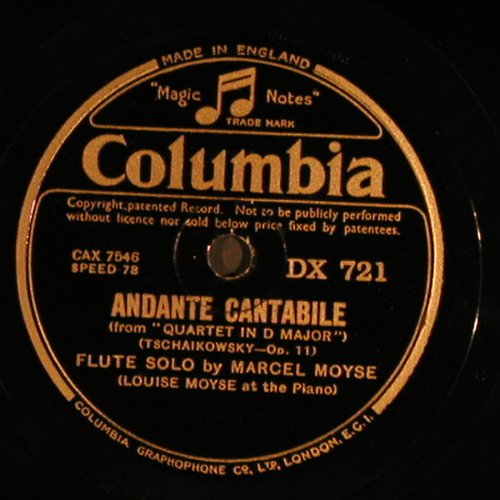 Tschaikowsky,Peter/Paul Wetzger: Andante Cantabile,op11/AmWaldesbach, Columbia (DX 721), UK Typ: 30cm Best.-Nr.: N170 Preis: 6,00 Euro