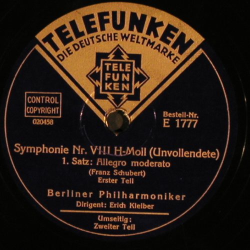 Schubert,Franz: Symphonie Nr.8 H-Moll(Unvollendete), Telefunken (E 1777-1779), D, 1940 Typ: 30cm*3 Best.-Nr.: N182 Preis: 10,00 Euro