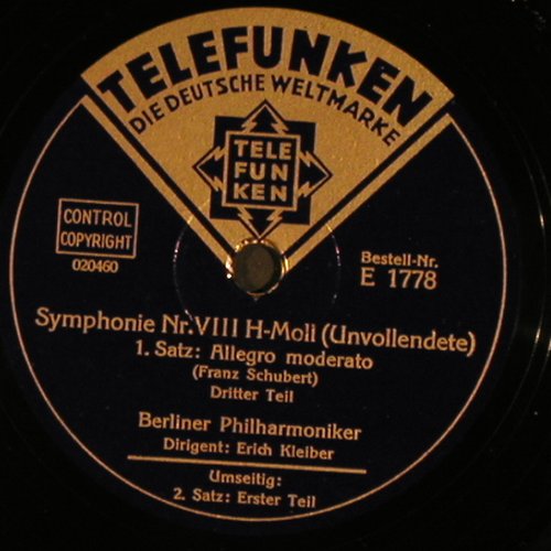 Schubert,Franz: Symphonie Nr.8 H-Moll(Unvollendete), Telefunken (E 1777-1779), D, 1940 Typ: 30cm*3 Best.-Nr.: N182 Preis: 10,00 Euro