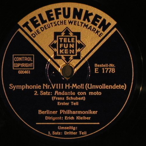 Schubert,Franz: Symphonie Nr.8 H-Moll(Unvollendete), Telefunken (E 1777-1779), D, 1940 Typ: 30cm*3 Best.-Nr.: N182 Preis: 10,00 Euro