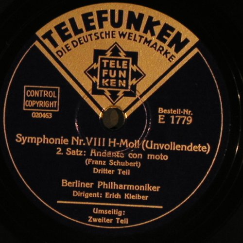 Schubert,Franz: Symphonie Nr.8 H-Moll(Unvollendete), Telefunken (E 1777-1779), D, 1940 Typ: 30cm*3 Best.-Nr.: N182 Preis: 10,00 Euro