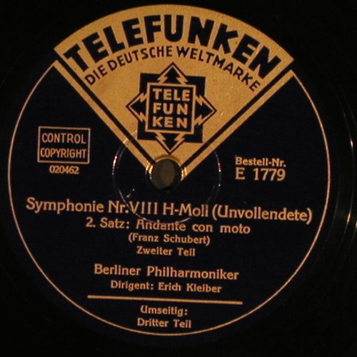 Schubert,Franz: Symphonie Nr.8 H-Moll(Unvollendete), Telefunken (E 1777-1779), D, 1940 Typ: 30cm*3 Best.-Nr.: N182 Preis: 10,00 Euro