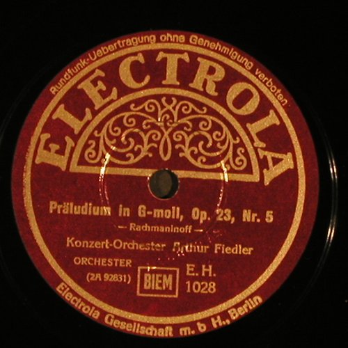 Rachmaninoff,Sergei: Präludium in G-moll,op.23 Nr.5,op3., Electrola (EH 1028), D Typ: 30cm Best.-Nr.: N225 Preis: 6,00 Euro