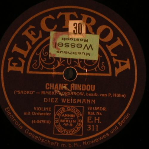 Rimsky-Korsakov,Nicolai / Godard: Chant Hindou / Berceuse Jocelyn, Electrola (EH 311), D, VG Typ: 25cm Best.-Nr.: N293 Preis: 5,00 Euro