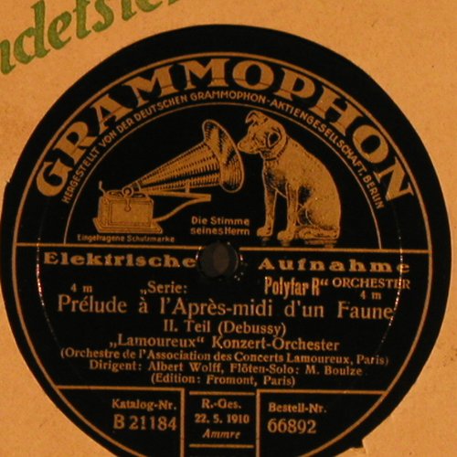 Debussy,Claude: Prelude à l'Apres-midi d'un Faune, Grammophon (66892), D, 1929 Typ: 30cm Best.-Nr.: N303 Preis: 7,50 Euro