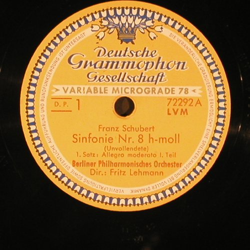 Schubert,Franz: Symphonie Nr.8 H-Moll(Unvollendete), D.Gr. (72 293), D, 1953 Typ: 30cm*2 Best.-Nr.: N478 Preis: 12,50 Euro
