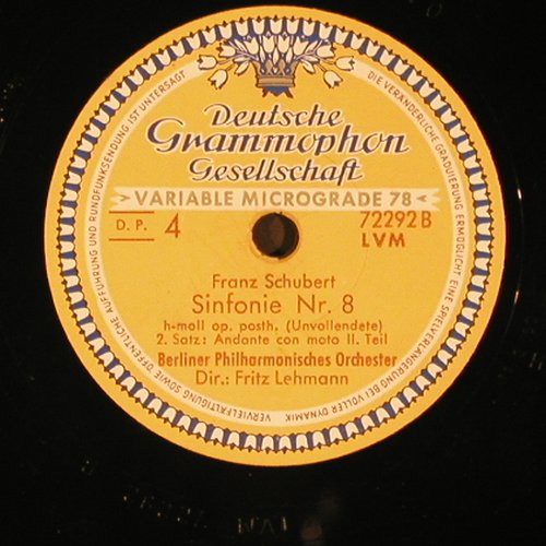 Schubert,Franz: Symphonie Nr.8 H-Moll(Unvollendete), D.Gr. (72 293), D, 1953 Typ: 30cm*2 Best.-Nr.: N478 Preis: 12,50 Euro