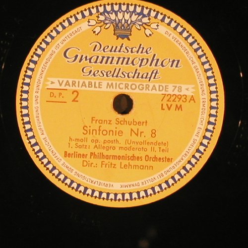 Schubert,Franz: Symphonie Nr.8 H-Moll(Unvollendete), D.Gr. (72 293), D, 1953 Typ: 30cm*2 Best.-Nr.: N478 Preis: 12,50 Euro