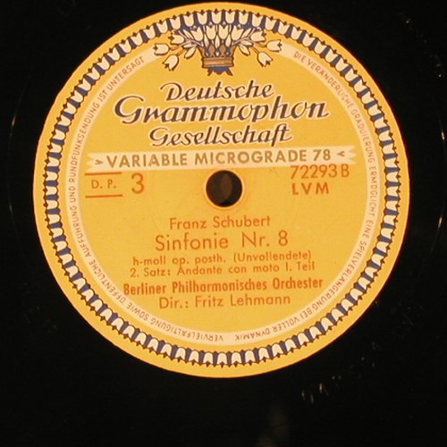 Schubert,Franz: Symphonie Nr.8 H-Moll(Unvollendete), D.Gr. (72 293), D, 1953 Typ: 30cm*2 Best.-Nr.: N478 Preis: 12,50 Euro