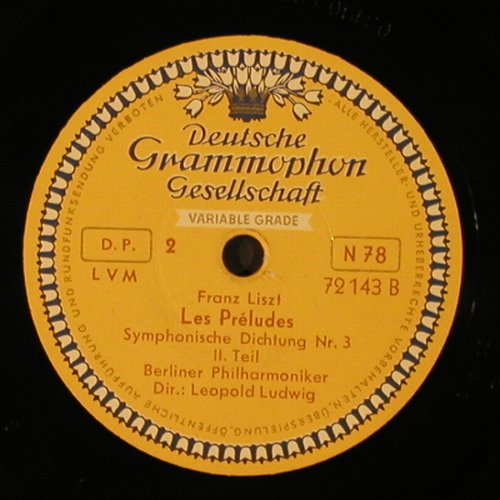 Liszt,Franz: Les Preludes,Symph.Dichtung Nr.3, D.Gr.(72 143), D, 1952 - 30cm - N71 - 4,00 Euro