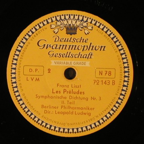 Liszt,Franz: Les Preludes,Symph.Dichtung Nr.3, D.Gr. (72 143), D, 1952 Typ: 30cm Best.-Nr.: N71 Preis: 4,00 Euro