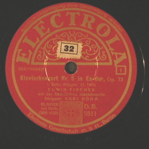 Beethoven,Ludwig van: Klavierkonzert Nr.5 es dur, rec 1-5, Electrola (D.B.5511/5515), D Typ: 30cm*5 Best.-Nr.: N97 Preis: 15,00 Euro