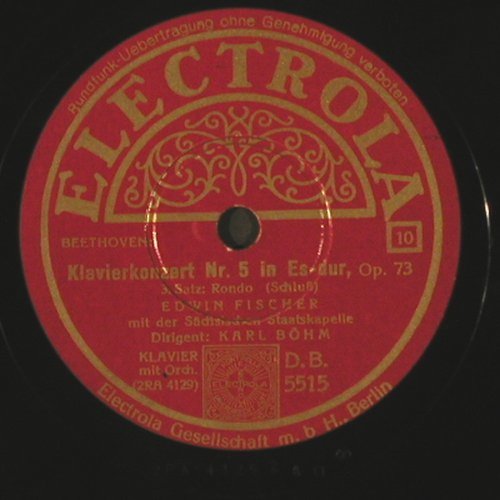 Beethoven,Ludwig van: Klavierkonzert Nr.5 es dur, rec 1-5, Electrola (D.B.5511/5515), D Typ: 30cm*5 Best.-Nr.: N97 Preis: 15,00 Euro