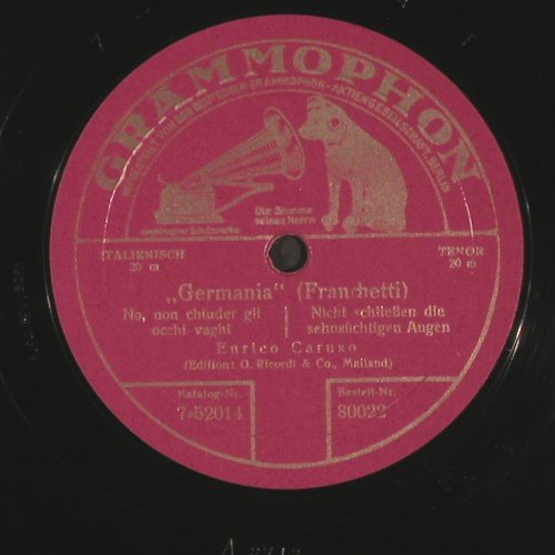 Caruso,Enrico: Germania (Franchetti), Grammophon(80022), D,  - 25cm - N417 - 10,00 Euro