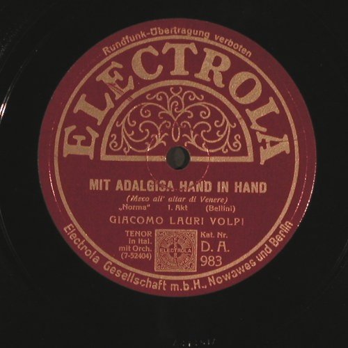 Lauri-Volpi,Giacomo: Mit Adalgisa Hand in Hand, Electrola(DA 983), D,  - 25cm - N438 - 7,50 Euro