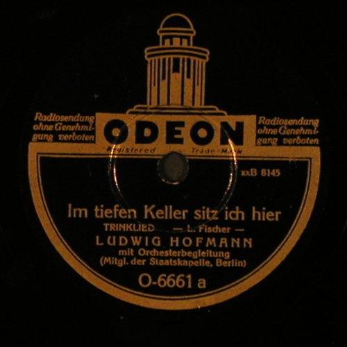 Hoffmann,Ludwig: Im tiefen Keller sitz ich hier, Odeon(O-6661), D, NoCover,  - 30cm - N70 - 5,00 Euro